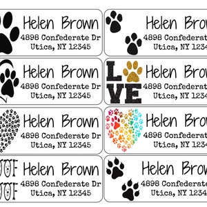 Return Address Labels | Pet Paw Prints | Custom Address Labels | Personalized Address Labels | 60 address stickers | Custom Labels |