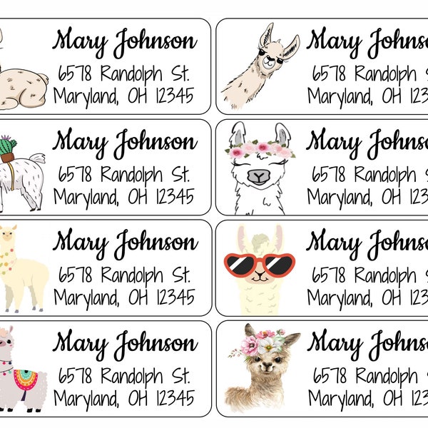 Return Address Labels | Llamas | Custom Address Labels | Personalized Address Labels | 60 address stickers | Custom Labels |