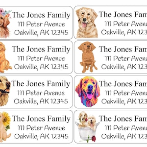 Return Address Labels | Golden Retriever | Dogs| Custom Address Labels | Personalized Address Labels | 60 address stickers | Custom Labels |