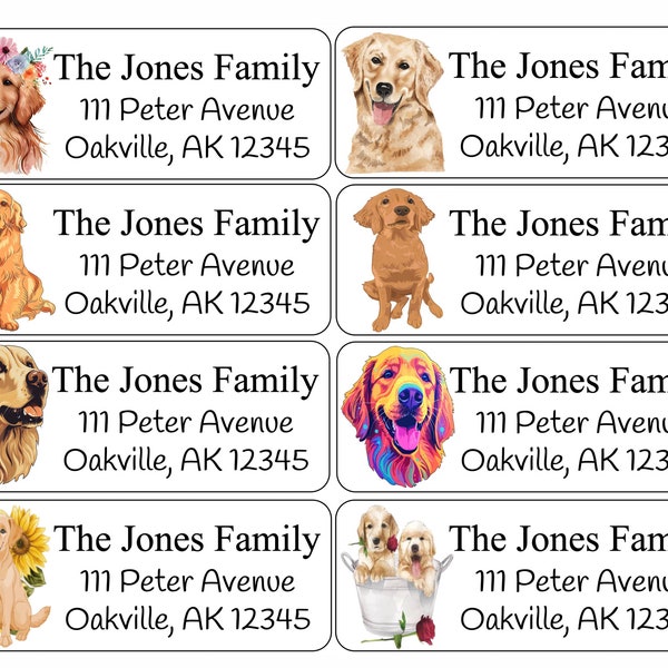 Golden Retriever Return Address Labels Etsy