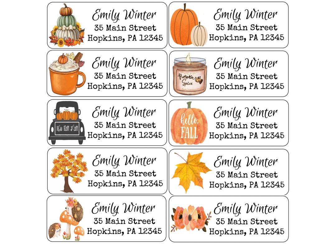 Return Address Labels Fall Theme Custom Address Labels Personalized