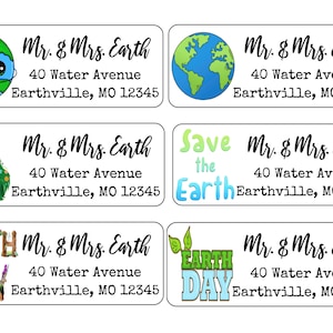 Return Address Labels | Earth Day | Custom Address Labels | Personalized Address Labels | 60 address stickers | Custom Labels |