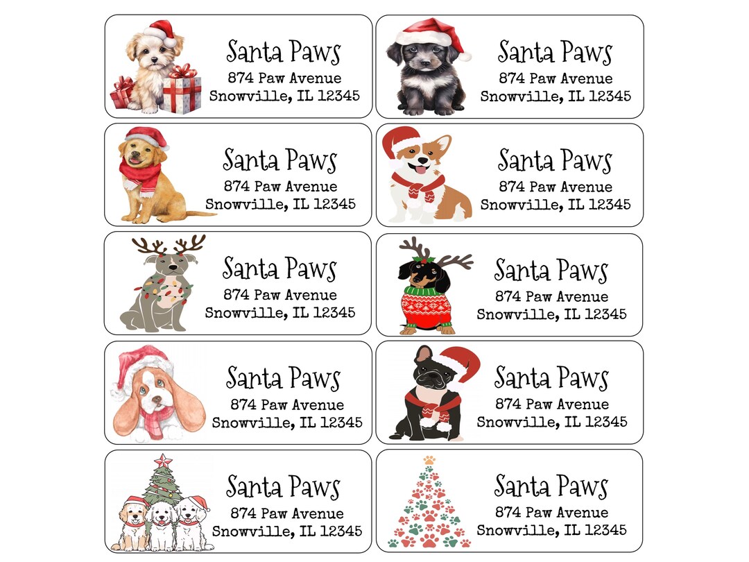 Mailing Labels Dogs Christmas Dogs Return Address Labels | Dogs | Custom Address Labels ...
