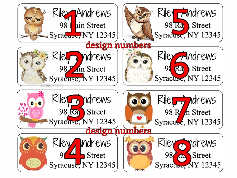 Return Address Labels Owl Animals Custom Address Labels Personalized