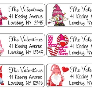 Valentine Return Address Labels | Gnomes | Hearts | Custom Address Labels | Personalized Address Labels| 60 address stickers | Custom Labels