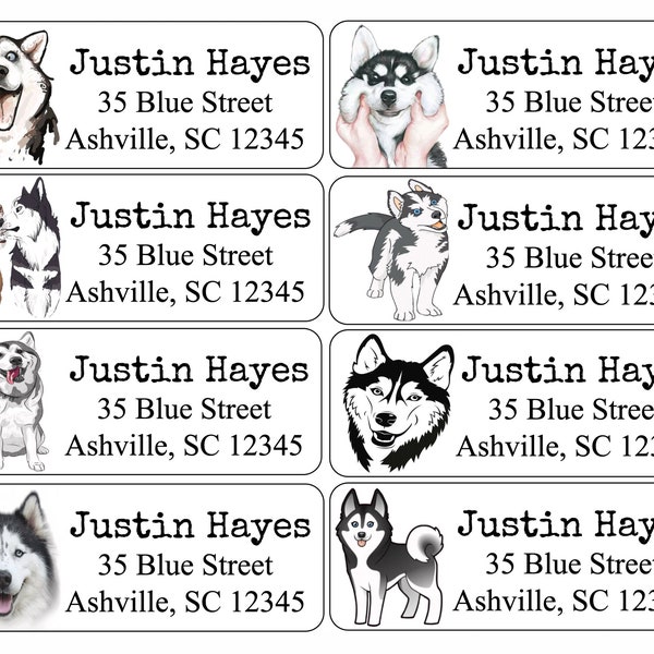 Retouradresetiketten | Husky | Honden | Aangepaste adresetiketten | Gepersonaliseerde adresetiketten | 60 adresstickers | Aangepaste etiketten |
