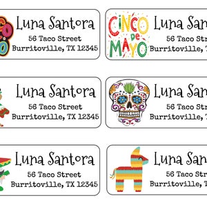 Etiquetas de endereço do remetente de Cinco de Mayo | Etiquetas de endereço personalizadas | Etiquetas de endereço personalizadas | 60 adesivos de endereço | Etiquetas personalizadas |