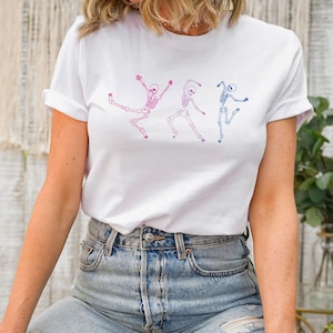 Bi Pride T Shirt, Subtle Bi Pride Shirt, Bisexual Pride T Shirt, Unisex, Dancing Skeletons, Minimalist, LGBTQ Pride Month Tee, Pride Outfit