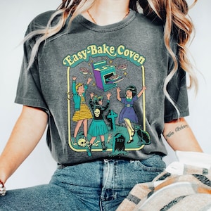 Vintage Easy Bake Coven Shirt, Comfort Colors Oversized Tee, Halloween Sweatshirt for Women Girls, Witchy Halloween T Shirt, 90s Nostalgia