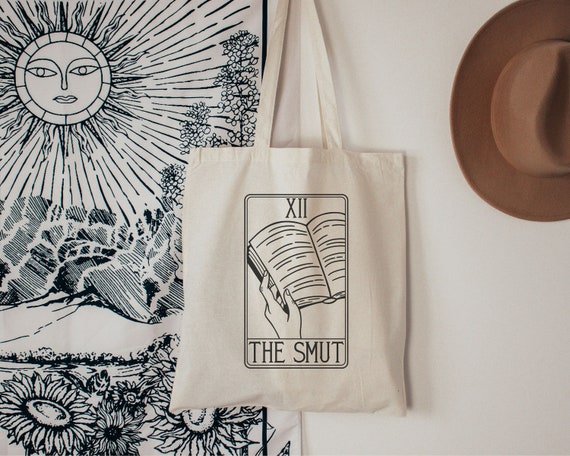 Witchy Book Tote Bag, Smut Tote, Bookish Tote Bag, Tarot Cards, Tarot Card Book Tote, Cute Reading Tote Bag, Gift for Book Lovers Smutty