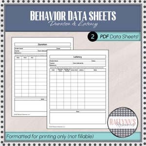 Duration and Latency Data Collection Sheets image 1