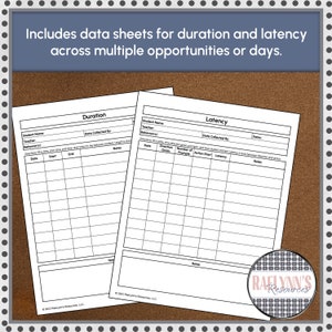 Duration and Latency Data Collection Sheets image 2