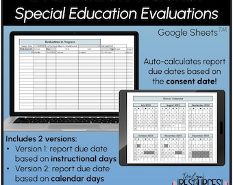 Special Education Evaluation Progress Tracker Google Sheets Caseload Spreadsheet