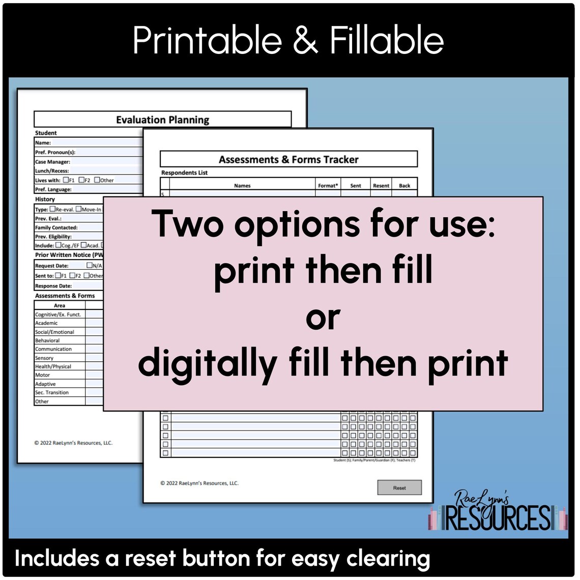 Student Evaluation Planning and Tracking PDF Printable Digital Special ...