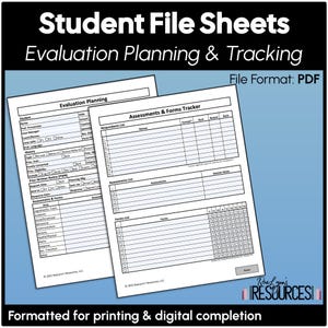 Student Evaluation Planning and Tracking PDF Printable Digital Special ...