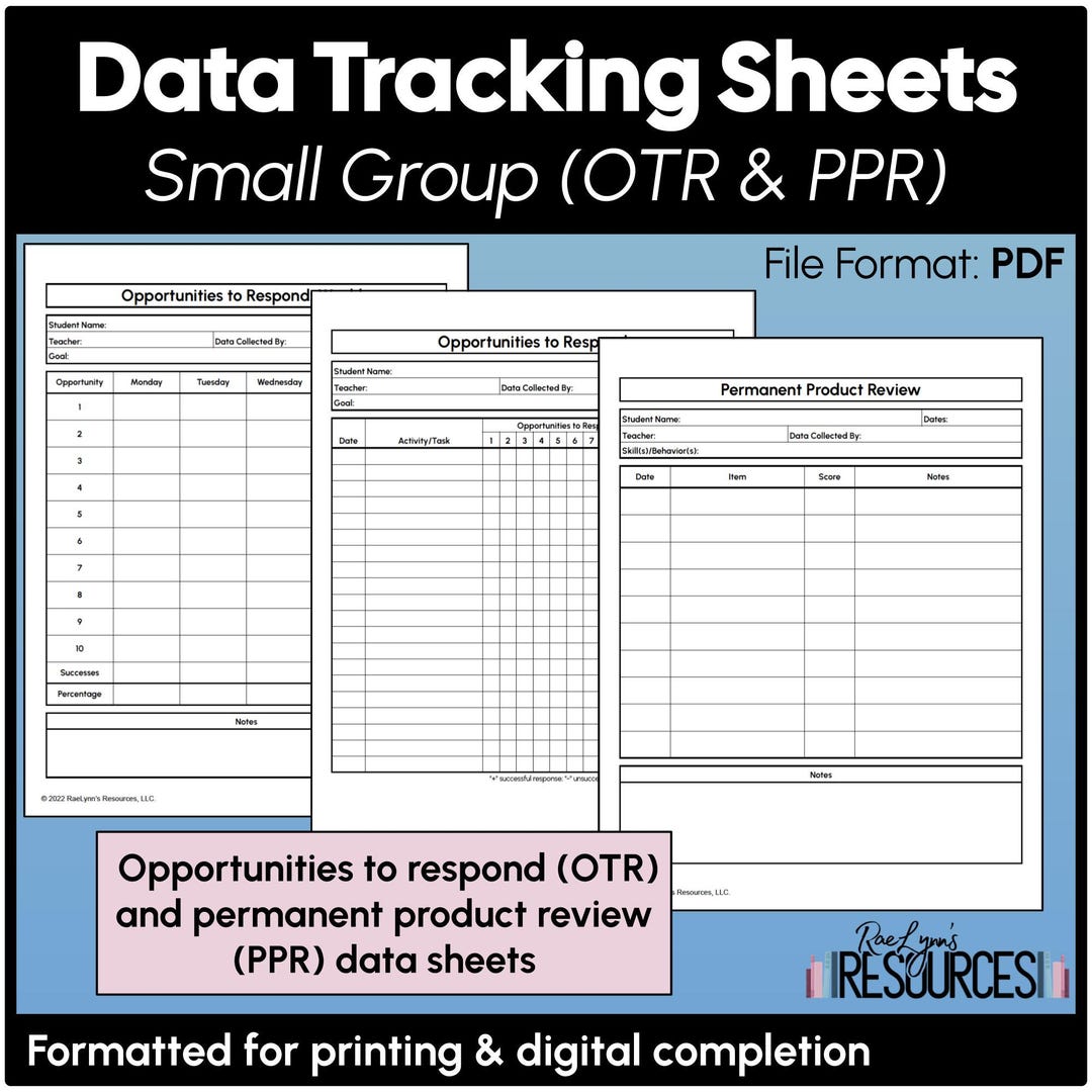 Small Group Behavior Data Collection Sheets Pdfs Printable Digital ...