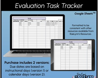 Special Education Evaluation Task Timeline Tracker Google Sheets Spreadsheet