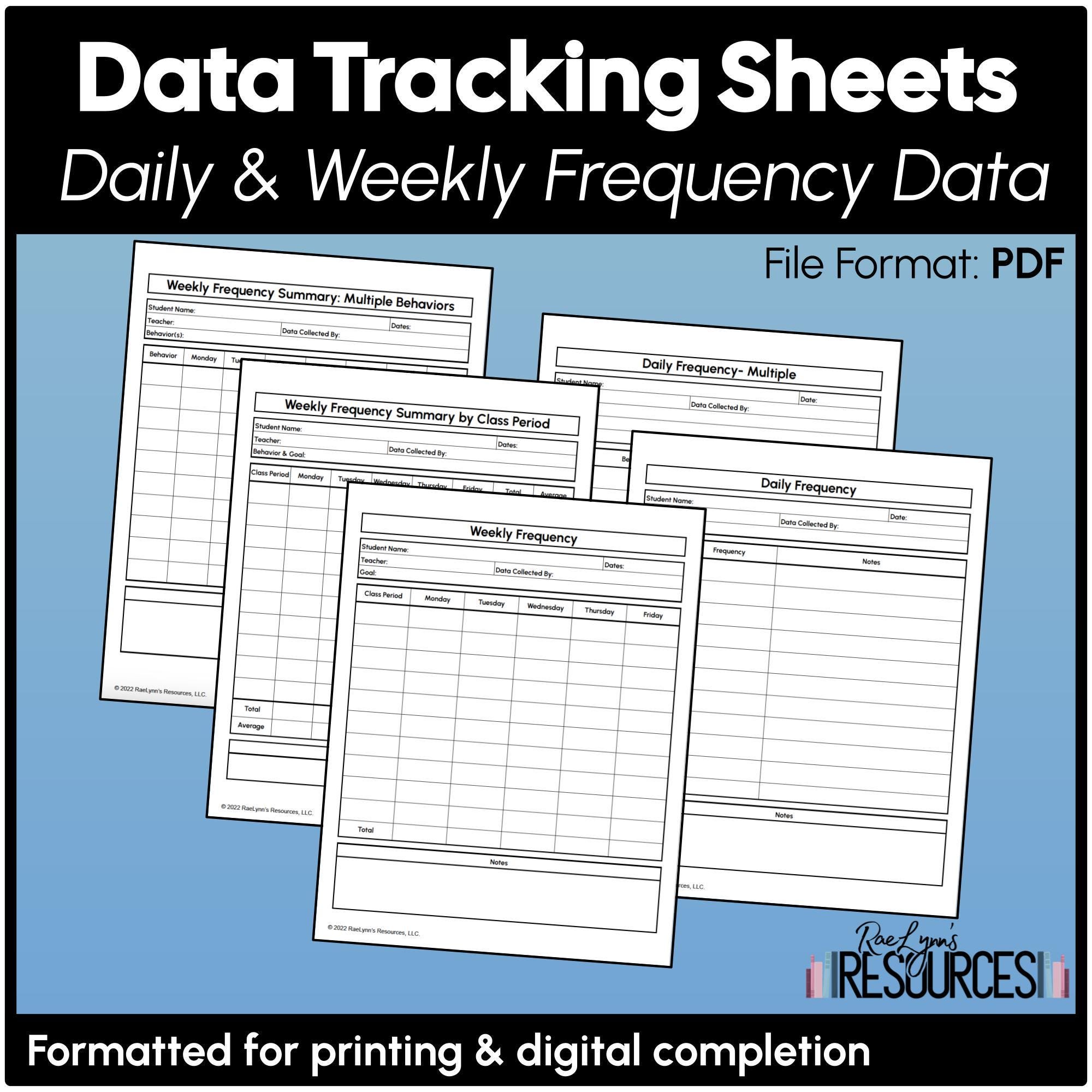 Frequency Behavior Observation Data Collection Sheets PDF Printable ...