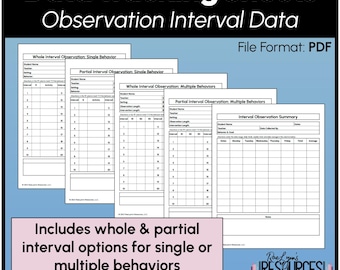 Scheda dati sul comportamento a intervalli - Osservazione del comportamento intero/parziale (PDF, stampabile o digitale)