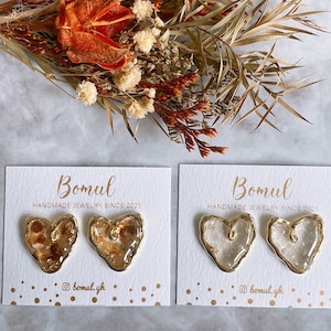 Big Heart with Mica Flakes | Resin Earrings| Pearl | Heart Earrings |