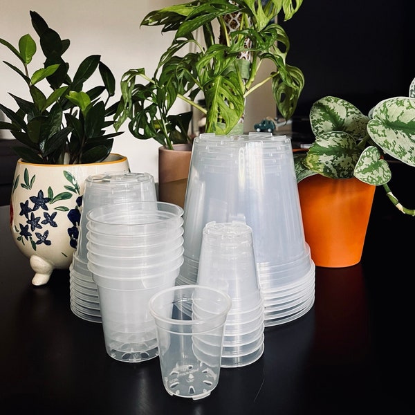 Clear Plastic  Plant Pots five pack for ,Houseplants, Aroids, Hoyas, Monstera, Multiple Sizes