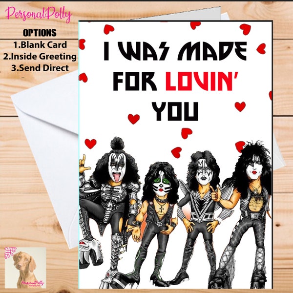 Personalised Kiss Card Birthday Unofficial Rock Music Love You Valentines Anniversary Beatles