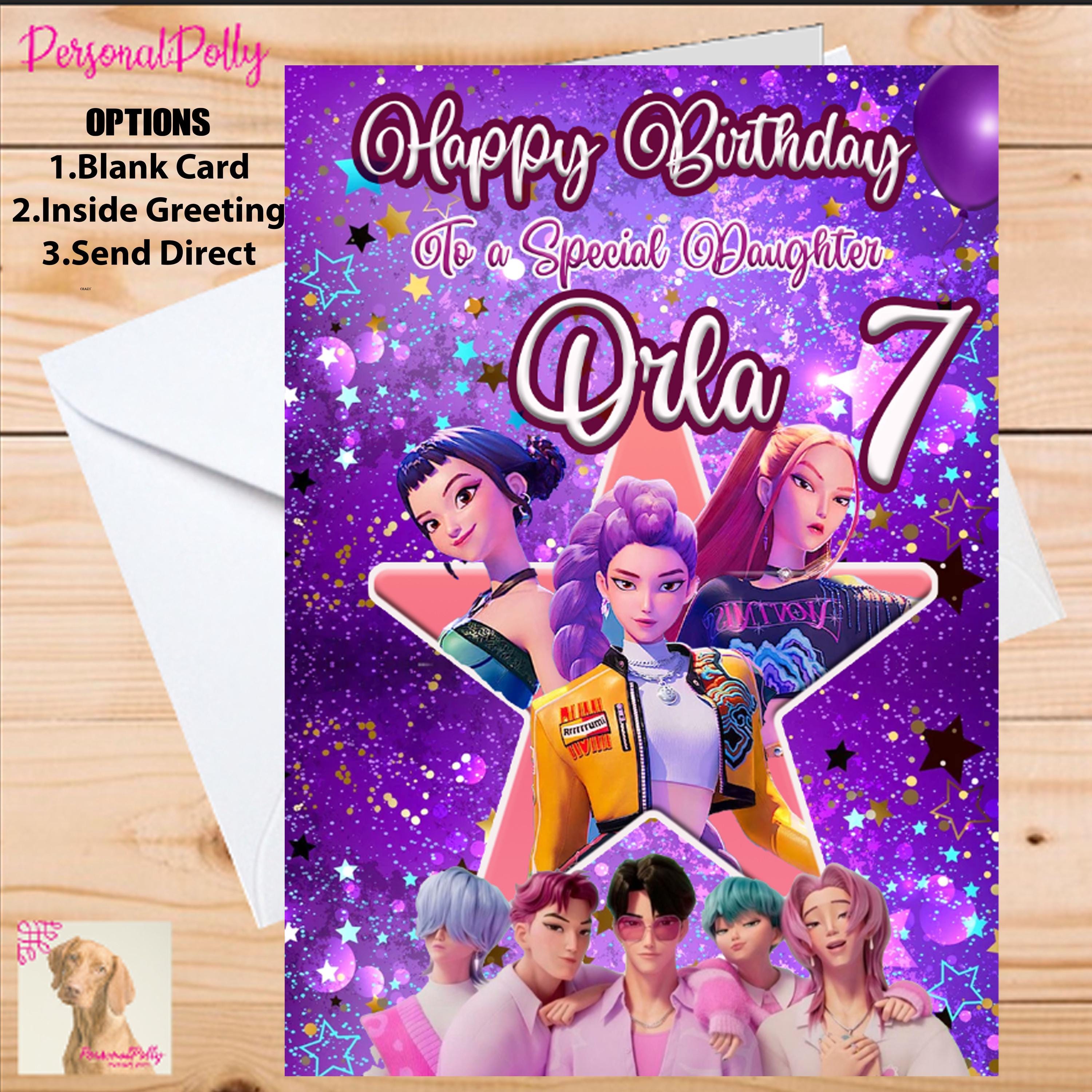 タレントカード Happy Birthday Card K-POP Happy Birthday Kpop Demon Hunters Card - Printable Anime Birthday