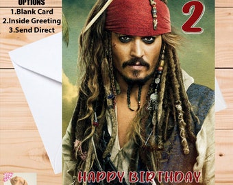 Personalised Jack Sparrow Card Birthday Any Greeting Pirates of the Carribean Johnny Depp