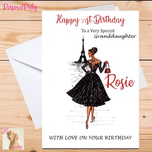 Personalised Eiffel Tower Card Birthday Classy French Granddaughter Daughter Pretty