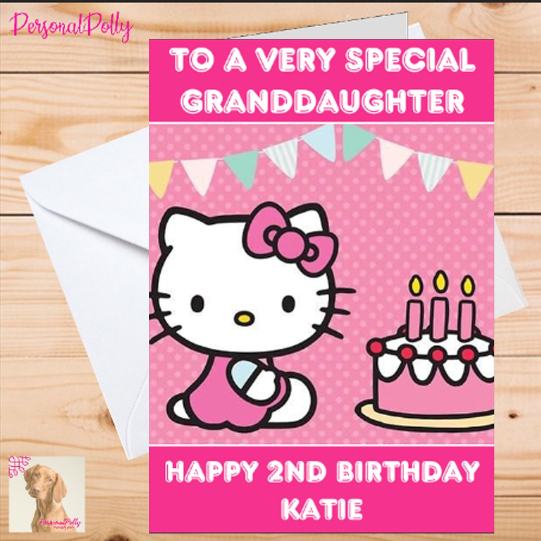 Personalised Hello Kitty Card Birthday Inspired Unofficial Girl
