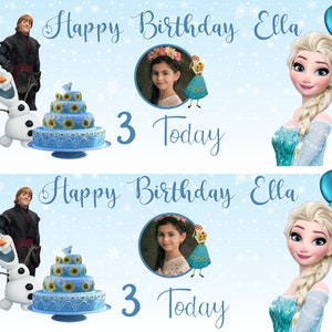 Personalised Frozen Princess Birthday Banner Paper Wall Art Large 840mm x 305mm