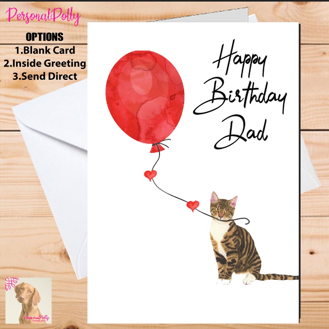 Personalised Kitten Card Birthday Christmas Cute Cat Paw Pet Tabby - Etsy