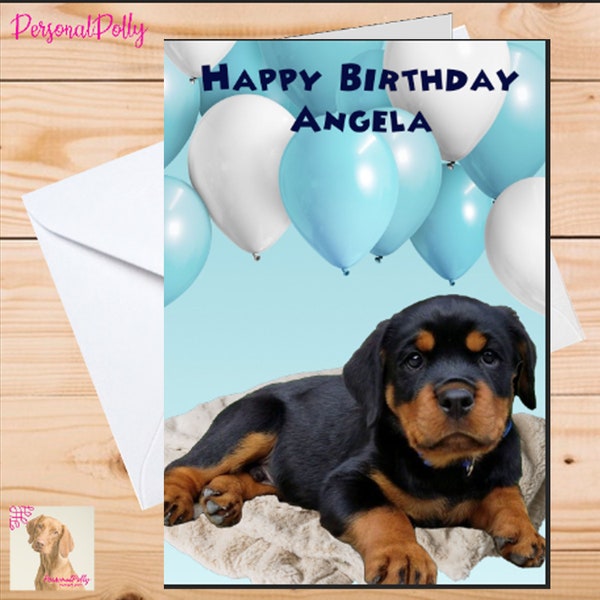Personalised Rottweiler Card Birthday Dog Pet Paw