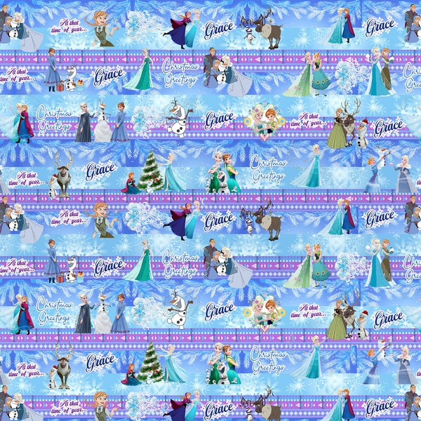 Personalised Frozen Christmas Gift Wrap Large Sheet Wrapping Paper 840mm x 610mm A1 Elsa Anna