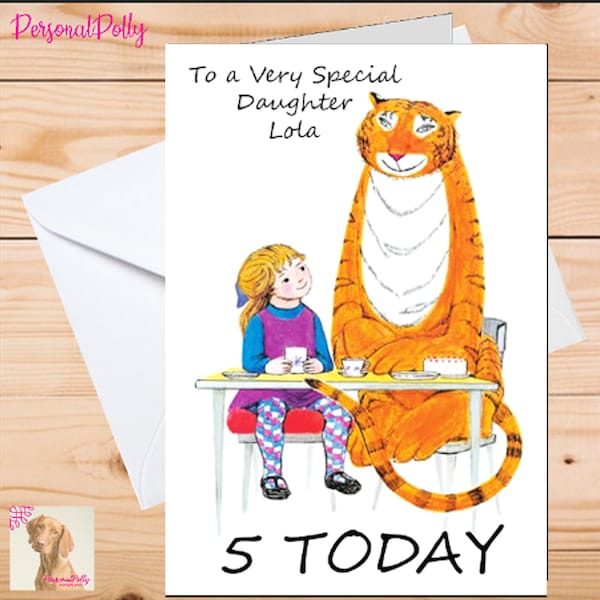 Personalised Tiger Who Came to Tea Card Birthday Christmas Story Book Hungry