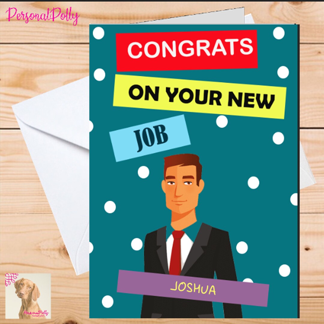 Personalised New Job Card Congratulations Promotion Male - Etsy