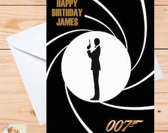 Personalised Bond Card Birthday Unofficial Movie James Shaken 007 Stirred