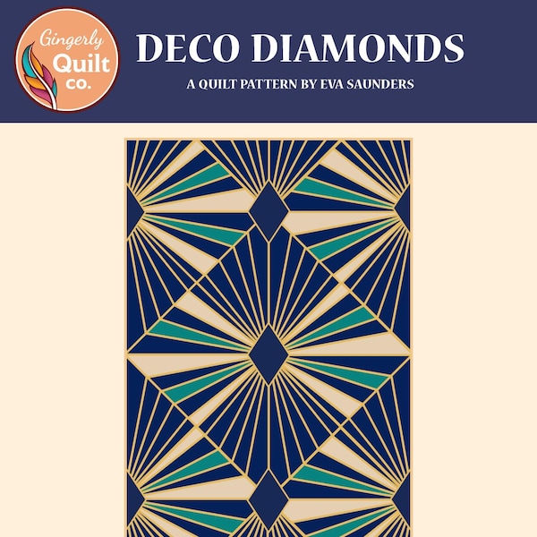 Deco Diamonds Quilt - PDF Pattern (*US Letter size* and *A4 size* templates)
