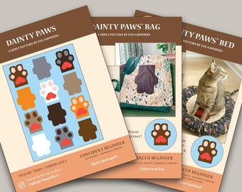 Dainty Paws PDF Pattern Bundle - Dainty Paws Quilt, Bag and Pet Bed Patterns