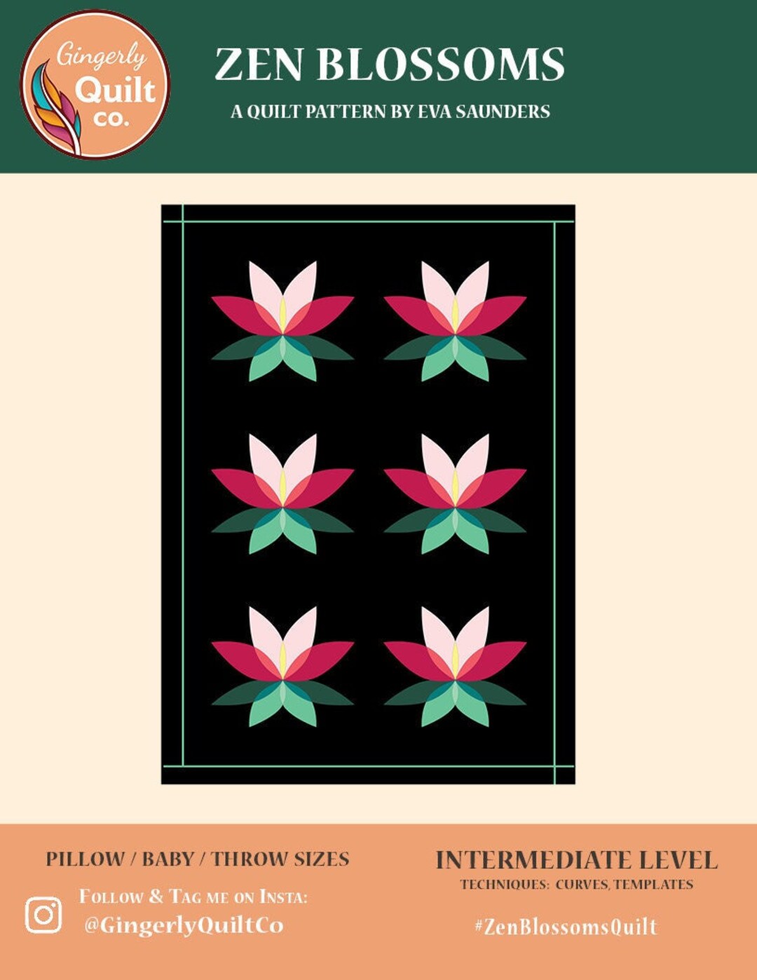 Zen Blossoms Quilt - PDF Pattern - Etsy