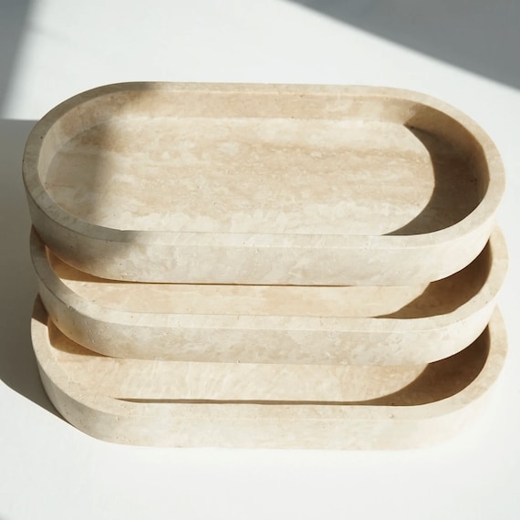 BEIGE TRAVERTINE TRAY | Modern & Minimalist Home Decor