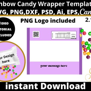 rainbow candy 2.17oz 61.5g Blank Wrapper Template with Nutrition Facts, Sticker Label, Design your own, PsD, PNG, SVG, DxF, MS Word Doc