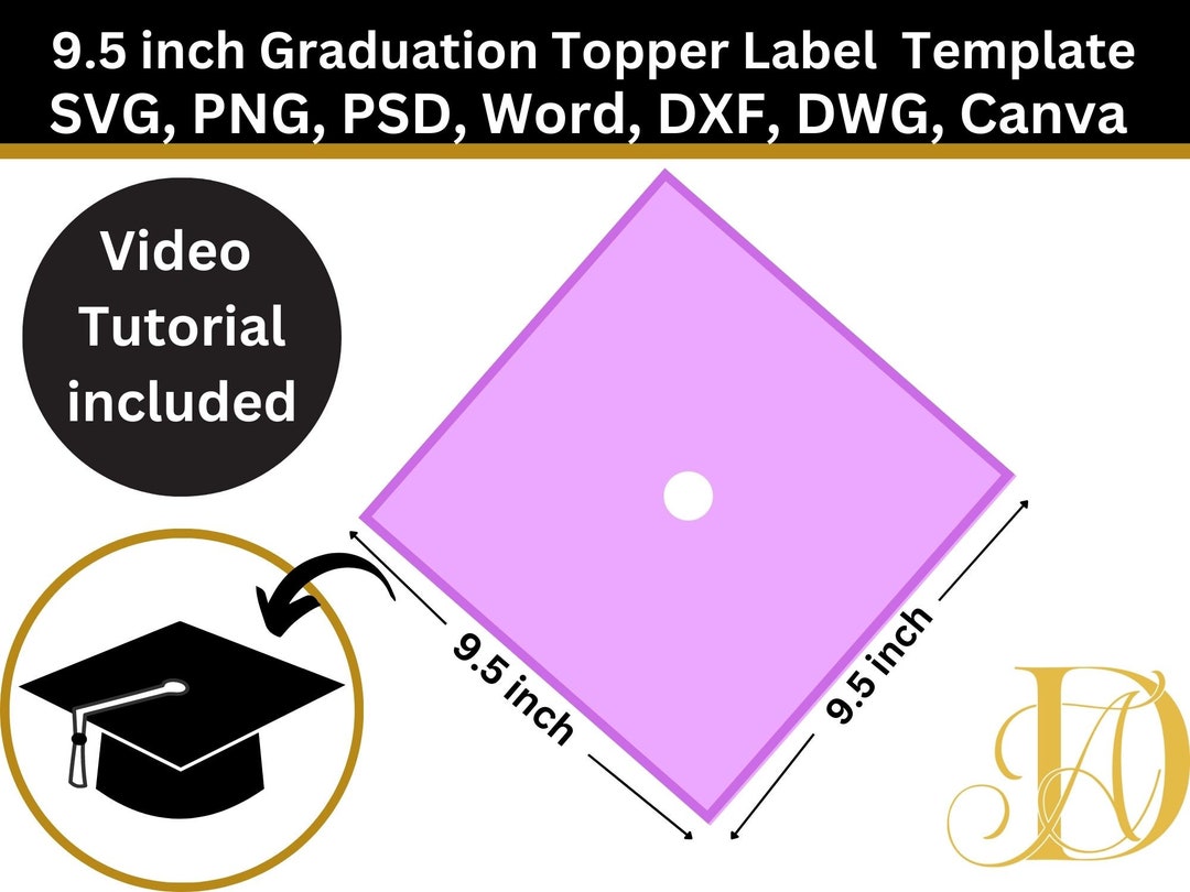 9.5 X 9.5 Graduation Cap Topper Template, Graduation Stole Template 9.5 X 9.5 Graduation Cap Topper Template, Graduation Stole Template