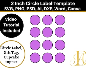 2" Circle Label Template: Canva, Cricut, Sublimation (Digital Download)