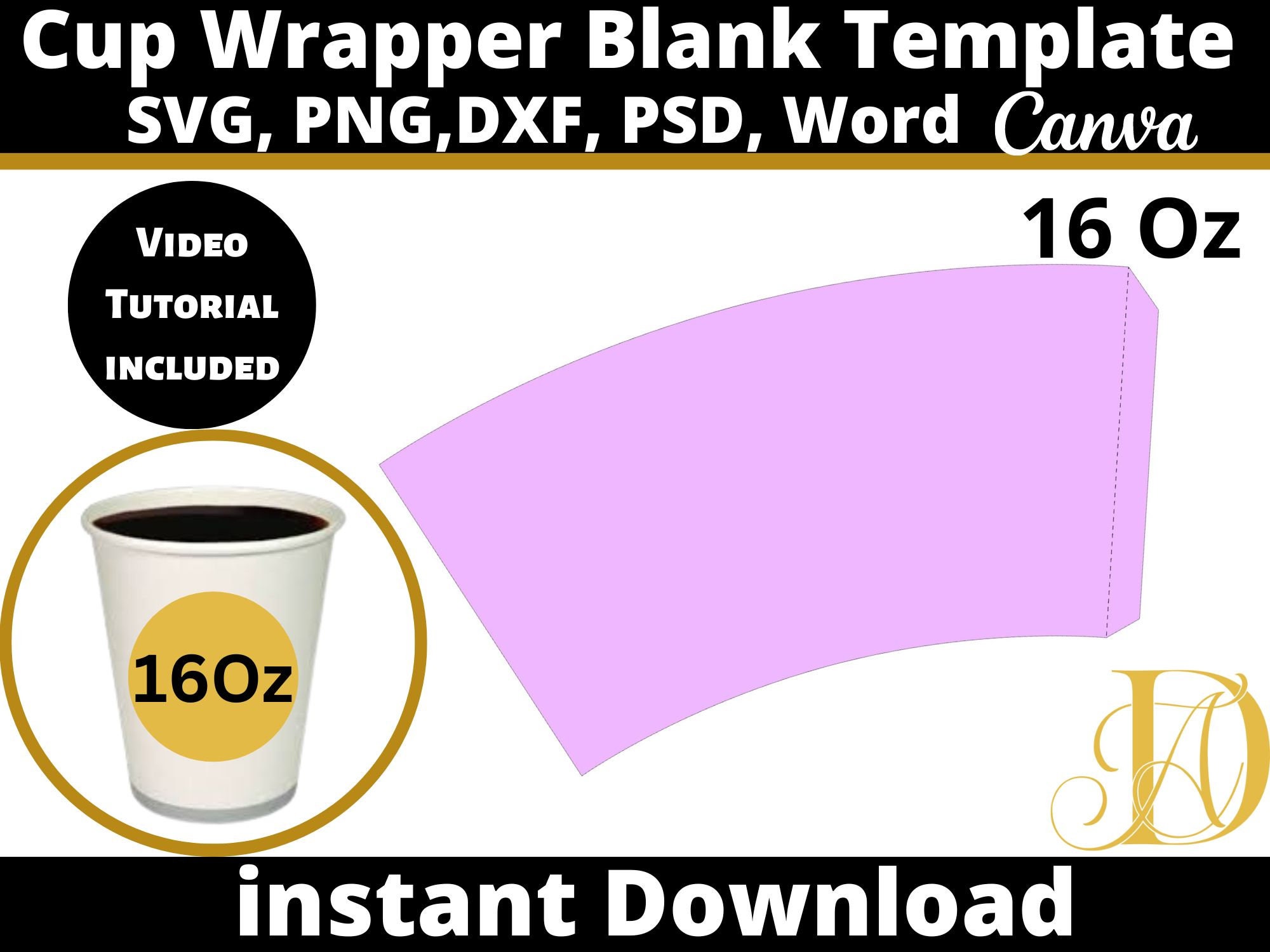 Paper Cup Template 16oz, 16 Ounce full wrap, Styrofoam Coffee Cup 16oz  Template, for Cricut and Silhouette, instant download Png Pdf Eps Dxf - So  Fontsy
