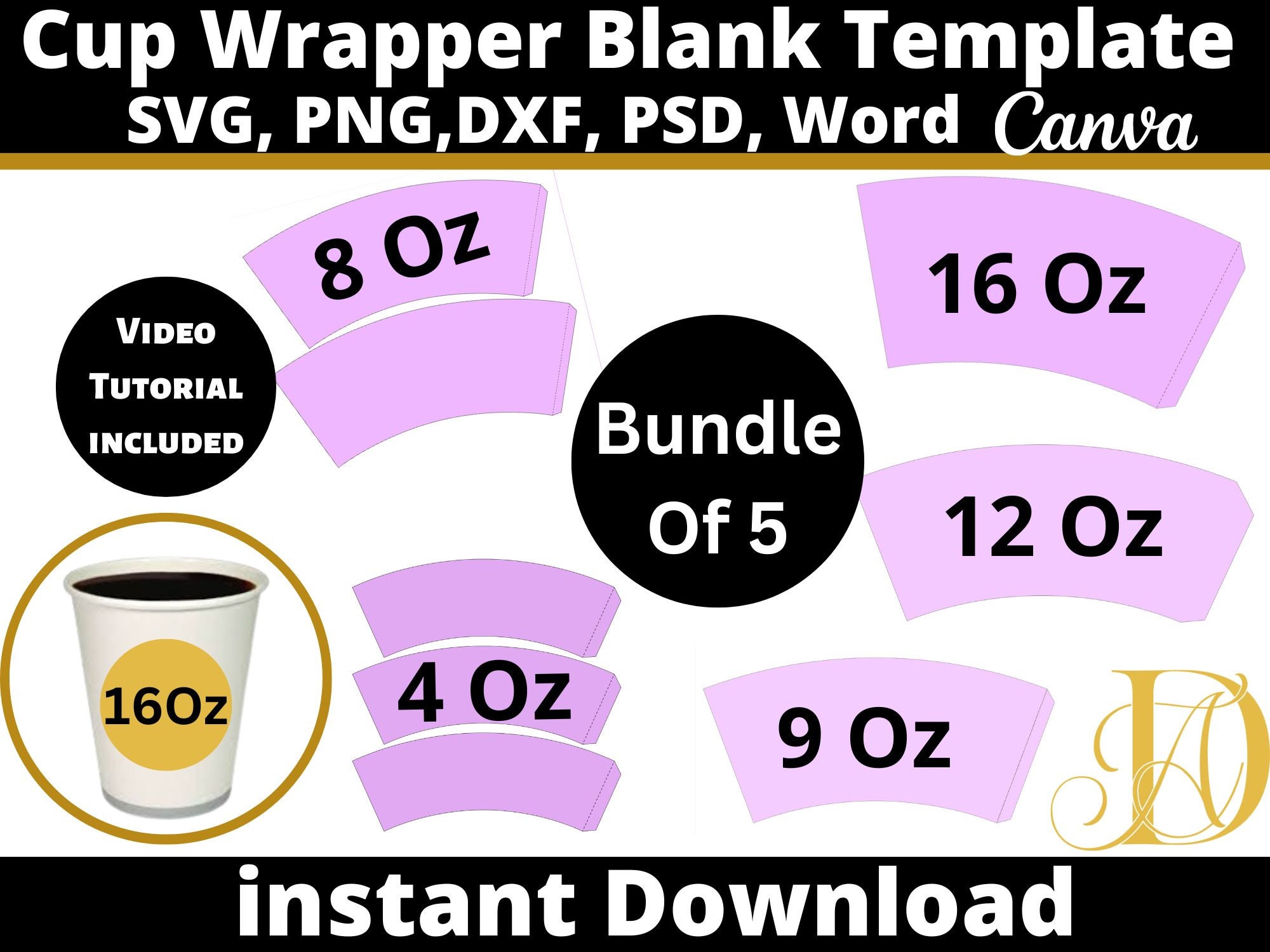 Bundle Paper Cup BLANK Template 4oz 8oz 9oz 12oz 16oz - Etsy