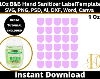 1 OZ B&B Hand Sanitizer Label Template, Hand sanitize template, Sanitizer label, Hand sanitize label wedding, Sanitizer label birthday