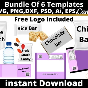 Party Favor Templates Bundle, Save Bundle, Chip Bag Template, Water bottle Label, Juice Pouch Label, Fruit snack Label,Chocolate bar Wrapper