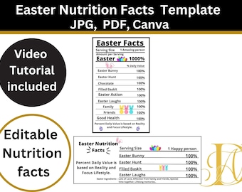 Editable Easter Nutrition Facts Template (Canva, JPG, PDF)