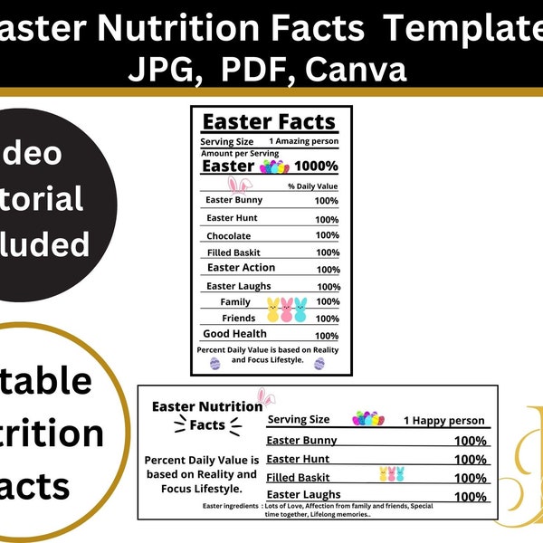 Easter Nutrition Facts Template, Nutrition Facts, Nutrition Facts Template, Nutrition Facts Mug,